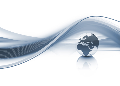 blue world globe with blue swirls